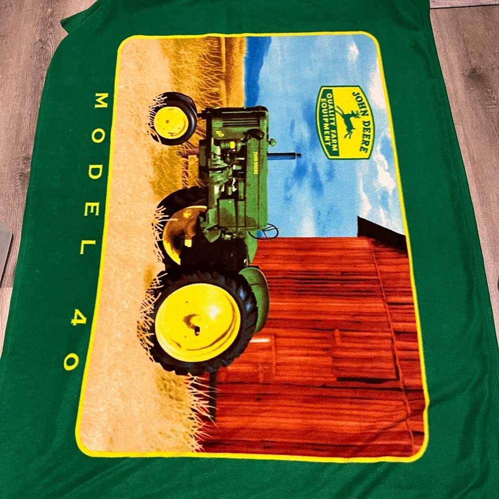 John Deere Green Blanket with Tractor Design